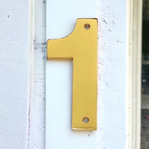 Williams Sonoma Solid Brass House Address Number, #1 - Picture 5 of 6